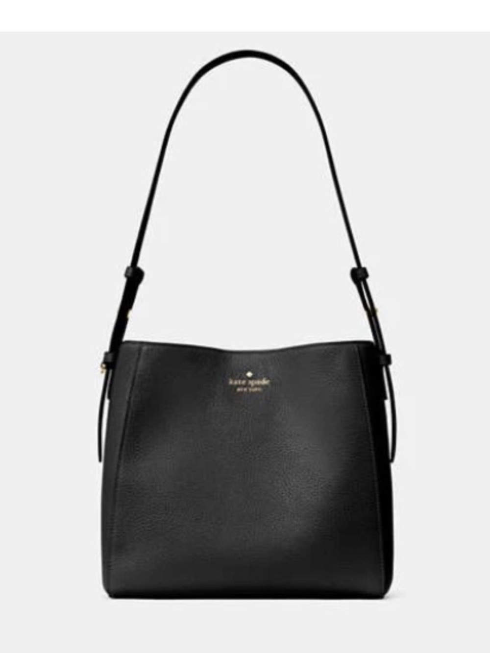 kate spade Black Pebble Leather Shoulder Bag with Gold Logo